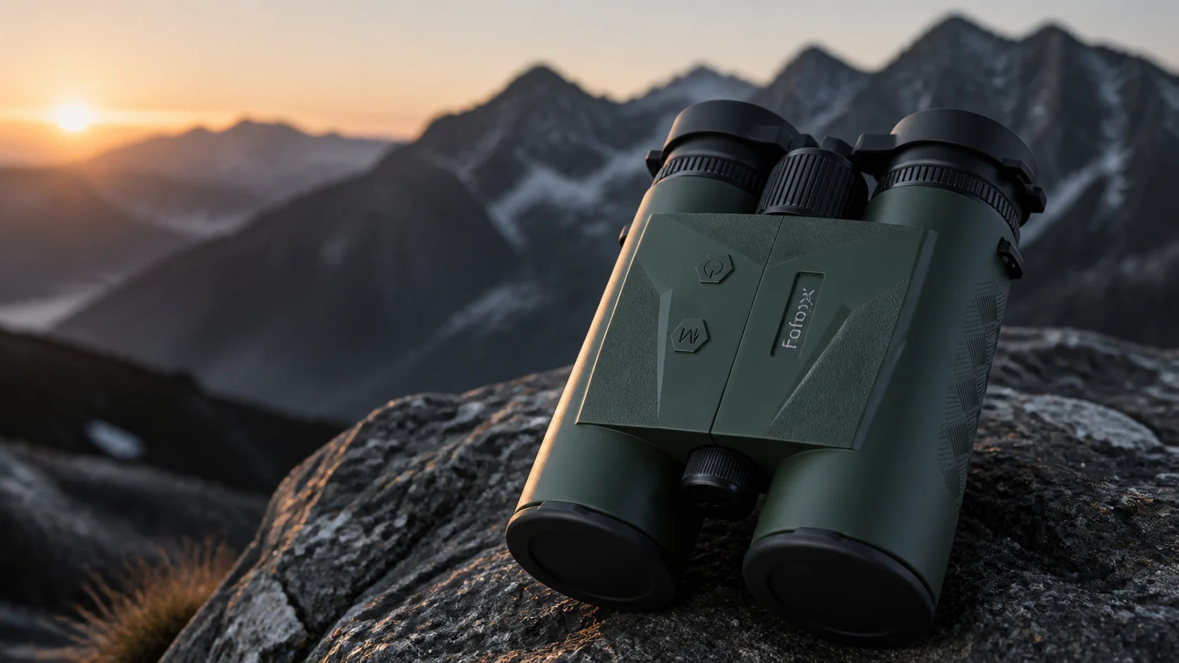 fofoyx 10×42 Laser-Entfernungsmesser-Fernglas in alpiner Landschaft